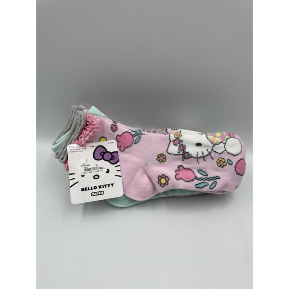 Hello Kitty Sanrio Capris 8 Pair Socks Women's Size 9-11 New With Tag -Fast Ship - Picture 1 of 12